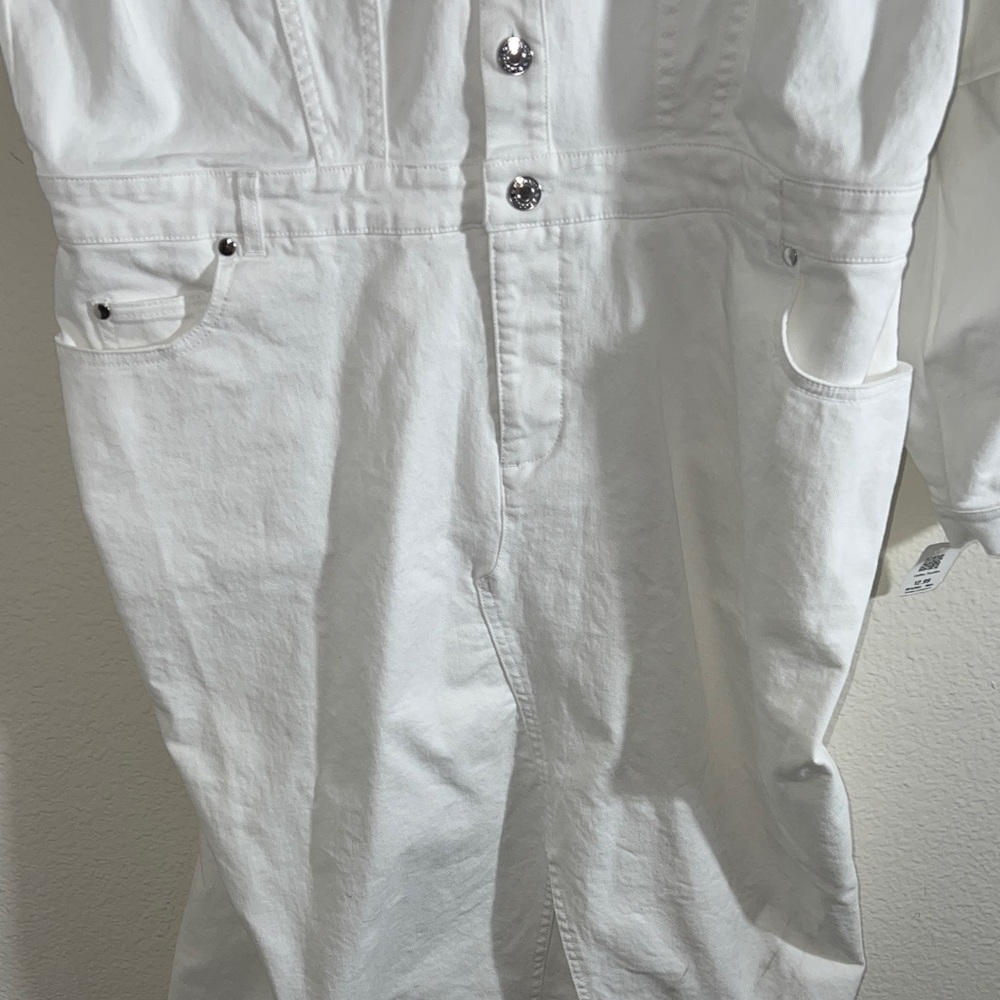 Eloquii women’s dress Sz 18 Oversized Denim Midi white baddie - Picture 9 of 12